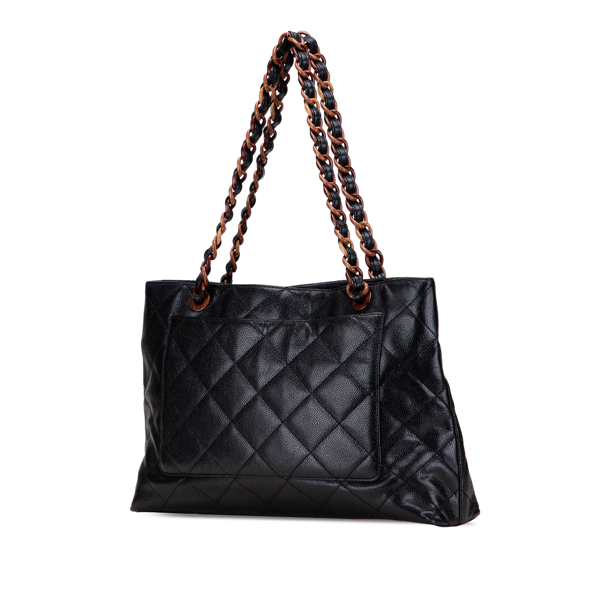 CC Quilted Caviar Tortoise Chain Tote