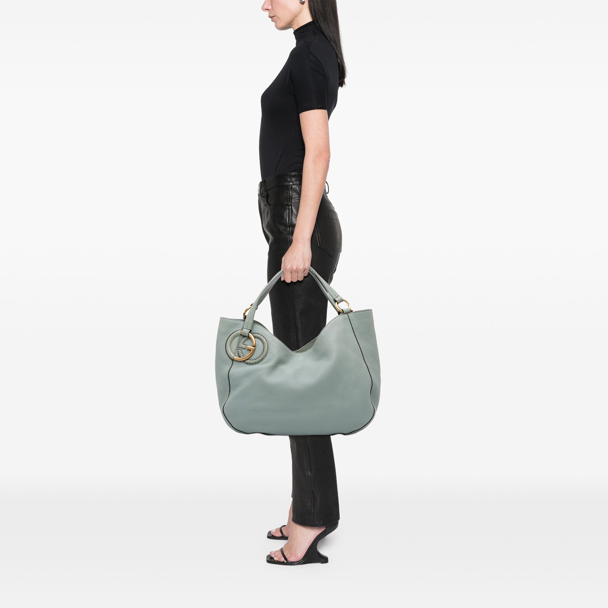 Medium Pebbled Calfskin Twill Tote