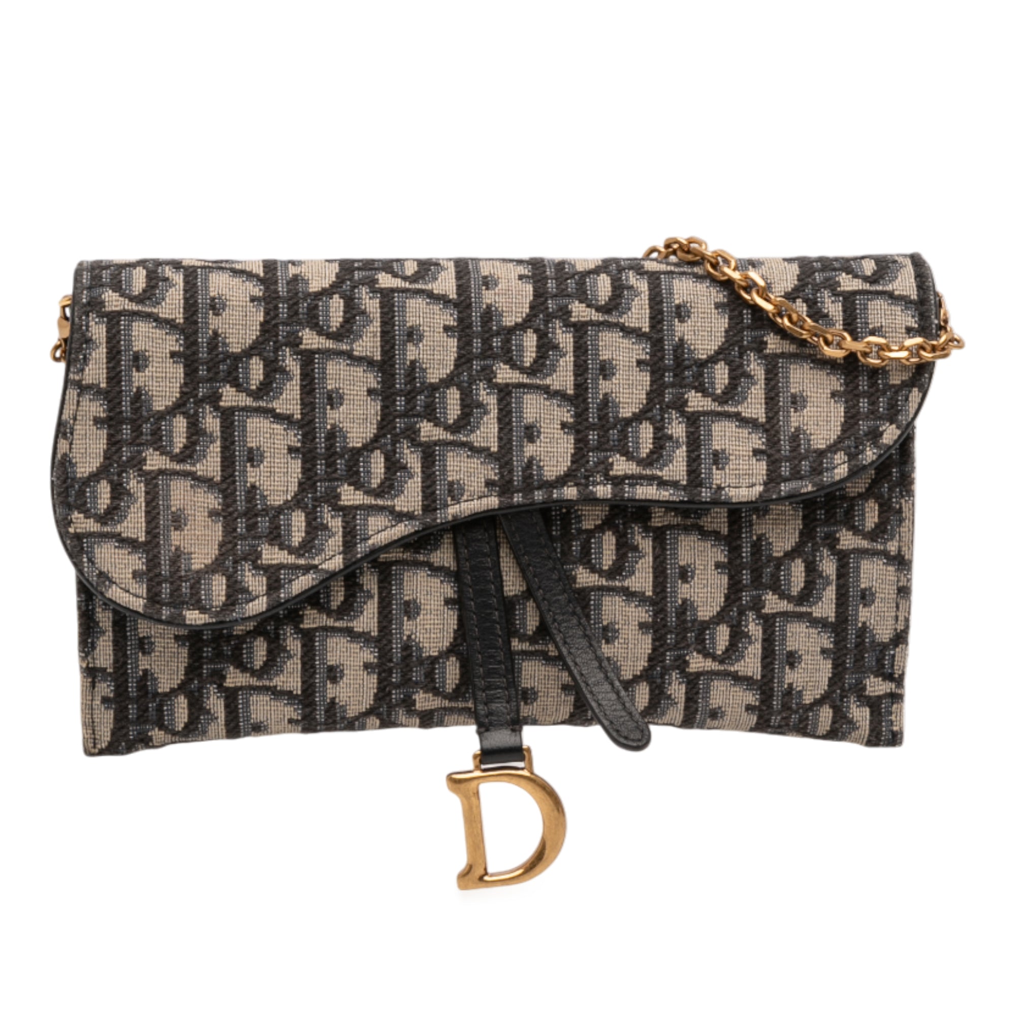 Oblique Canvas Saddle Wallet On Chain