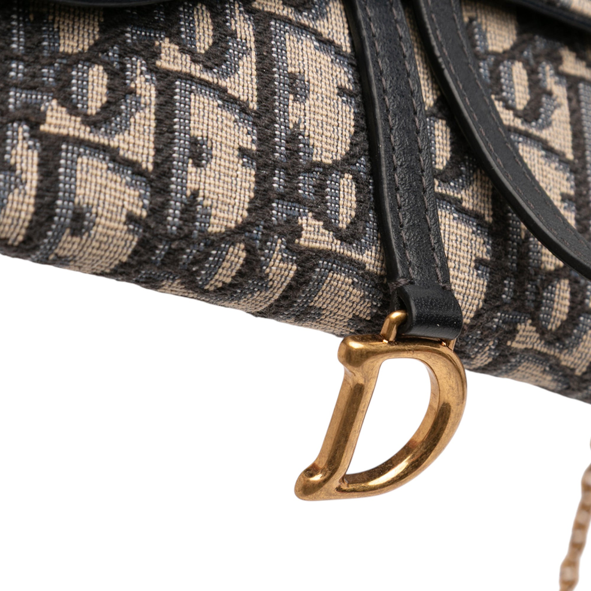 Oblique Canvas Saddle Wallet On Chain