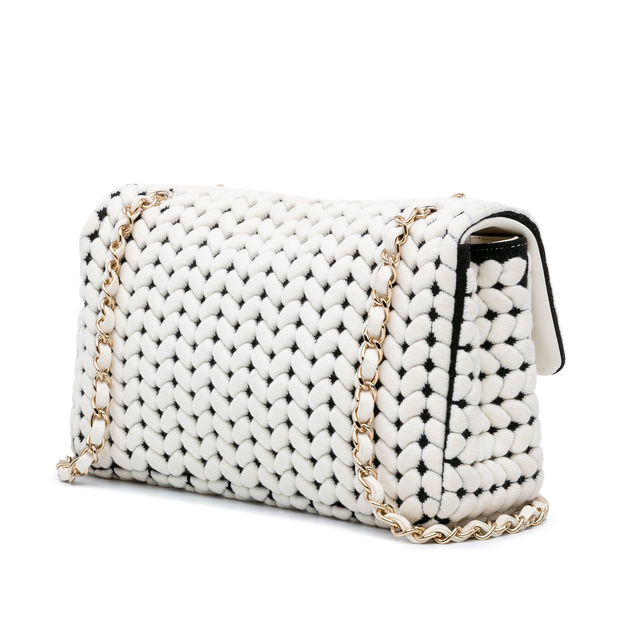 Medium Calfskin and Wool Knit Single Flap
