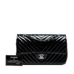 Medium Classic Chevron Patent Double Flap