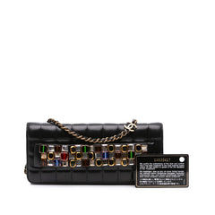Paris Byzance Lambskin Jeweled Evening Clutch with Chain