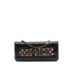 Paris Byzance Lambskin Jeweled Evening Clutch with Chain