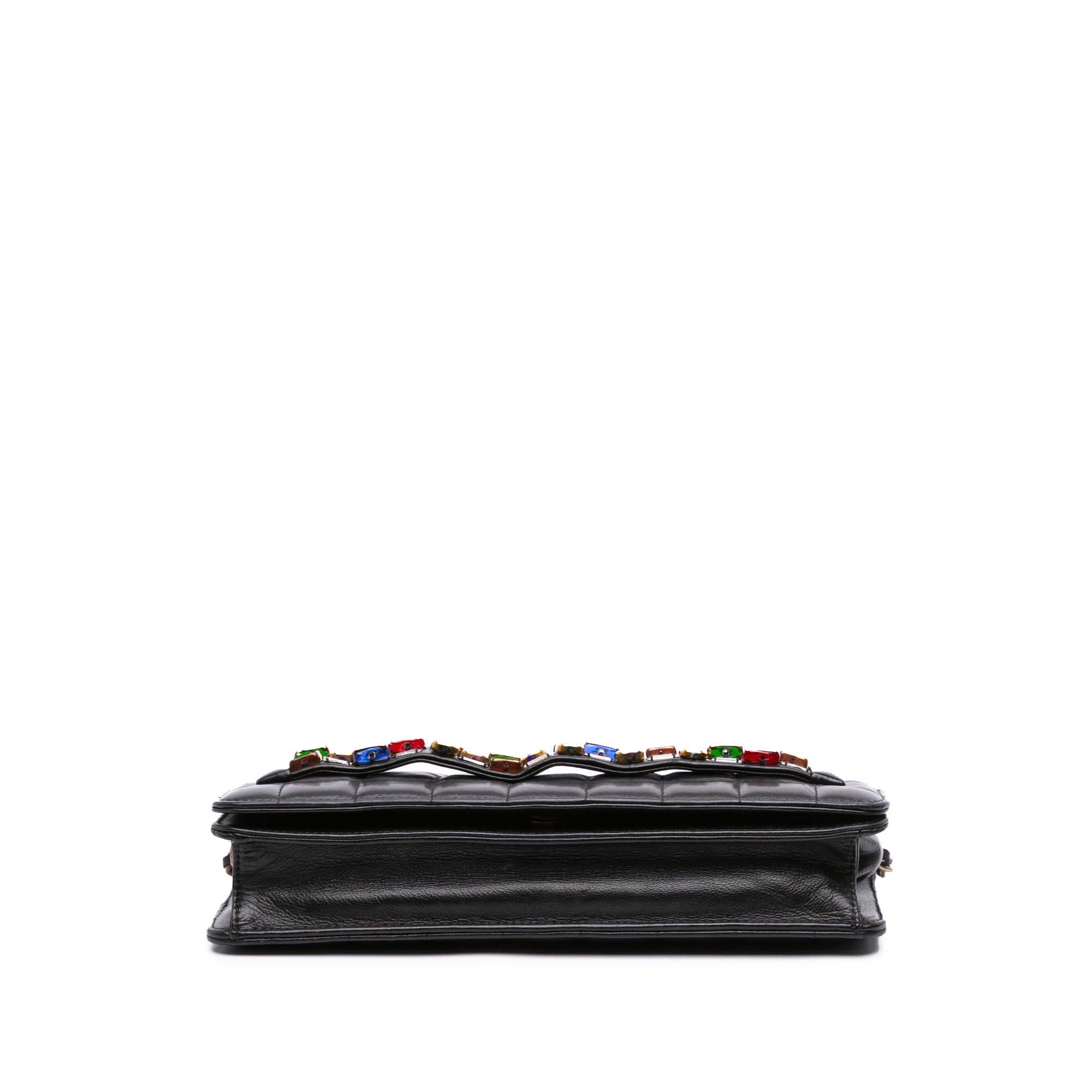 Paris Byzance Lambskin Jeweled Evening Clutch with Chain