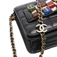 Paris Byzance Lambskin Jeweled Evening Clutch with Chain
