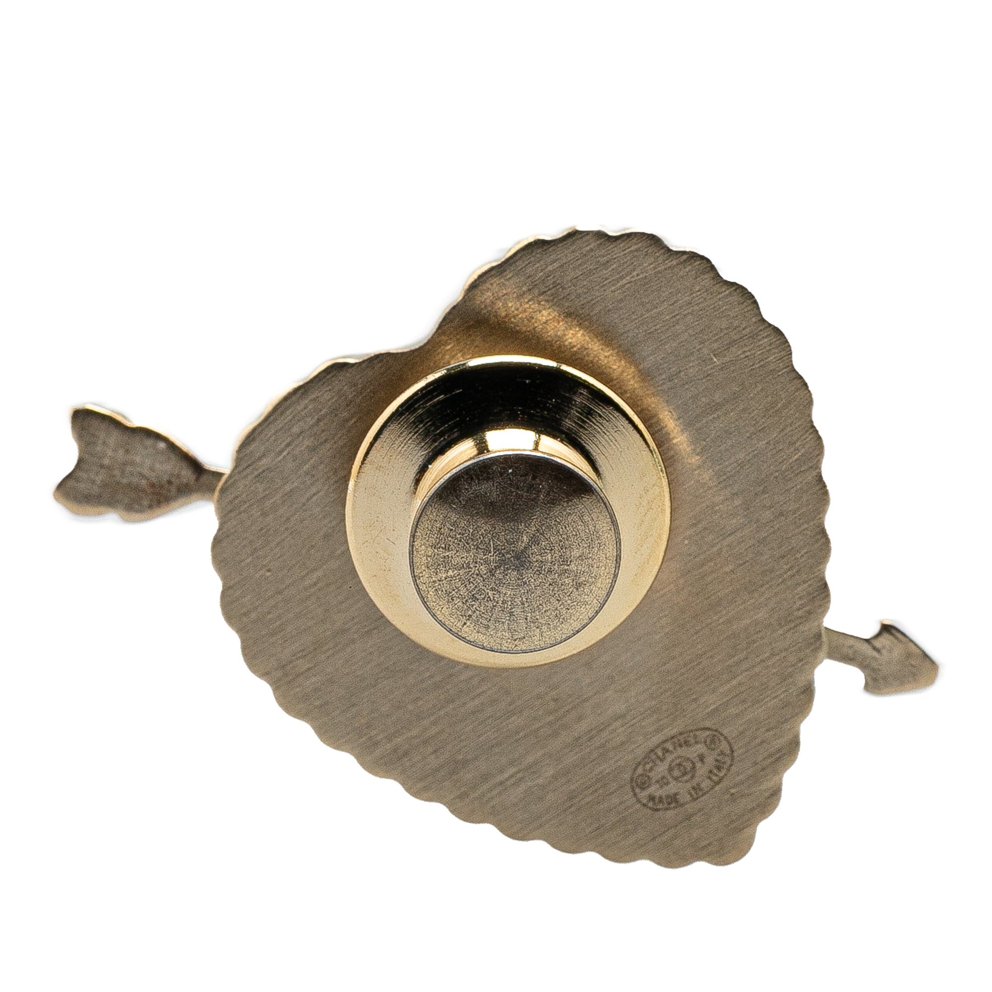 Gold Plated Enamel Faux Pearl Coco Heart and Arrow Brooch