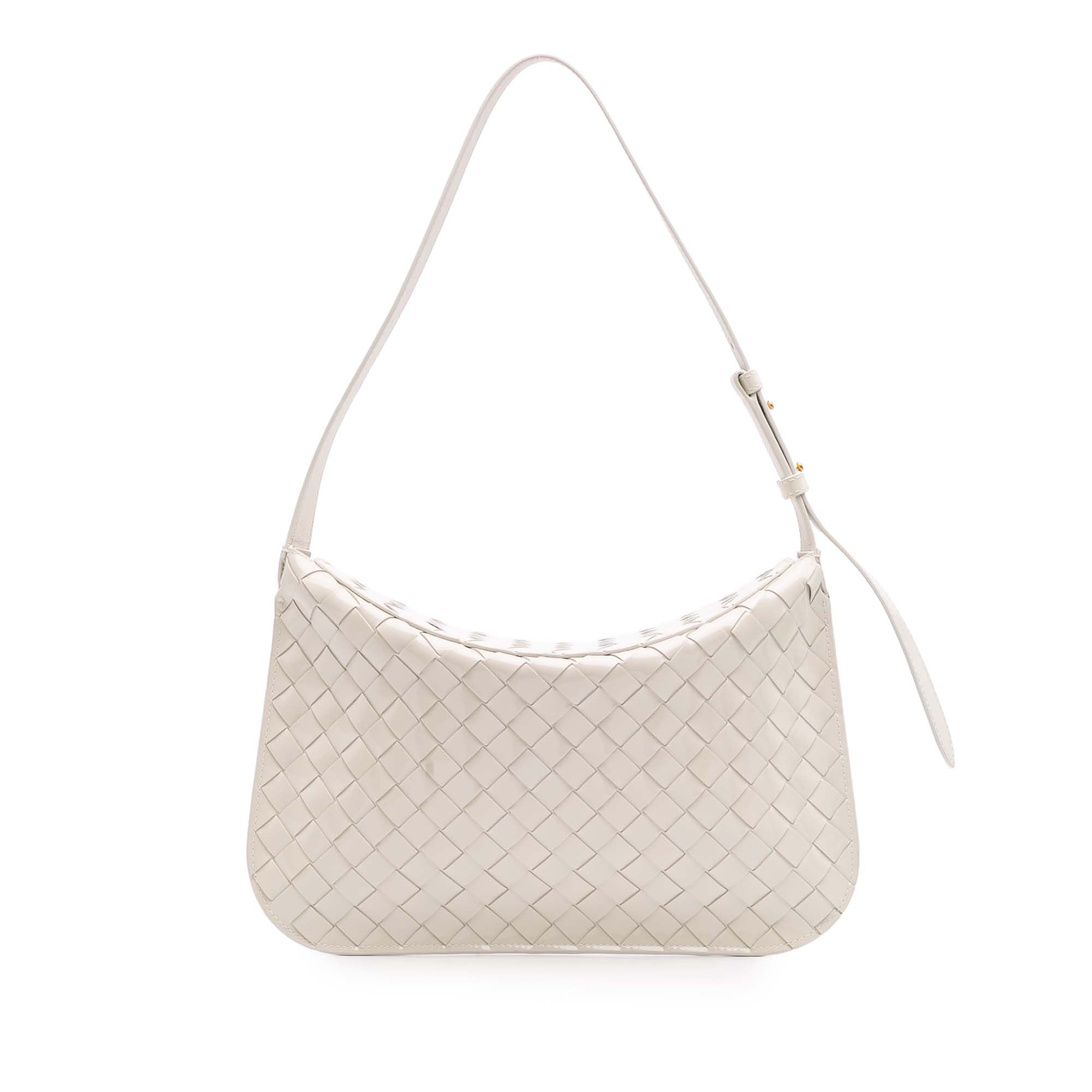 Brushed Calfskin Intrecciato Cradle Fold Over Shoulder Bag