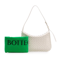 Brushed Calfskin Intrecciato Cradle Fold Over Shoulder Bag