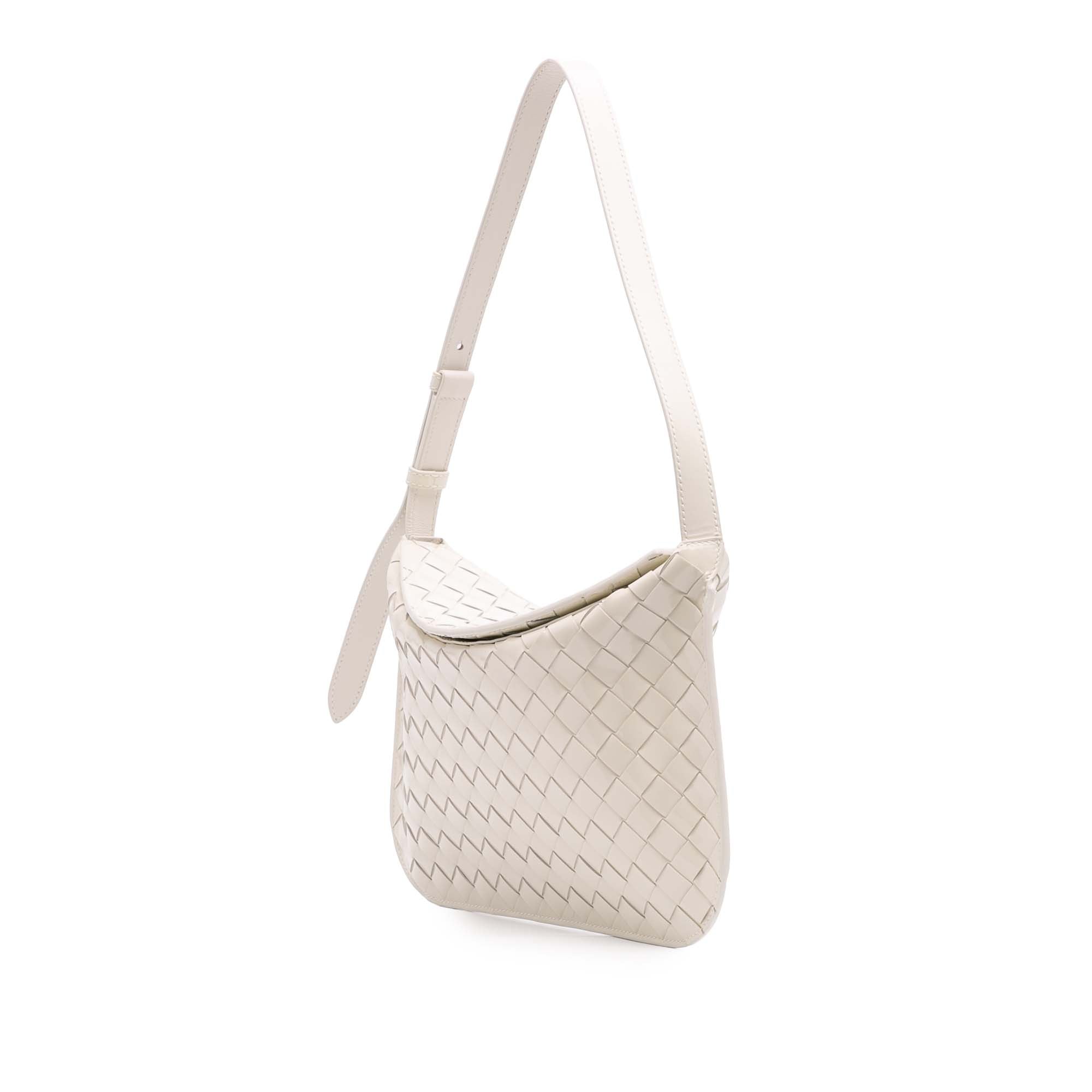 Brushed Calfskin Intrecciato Cradle Fold Over Shoulder Bag