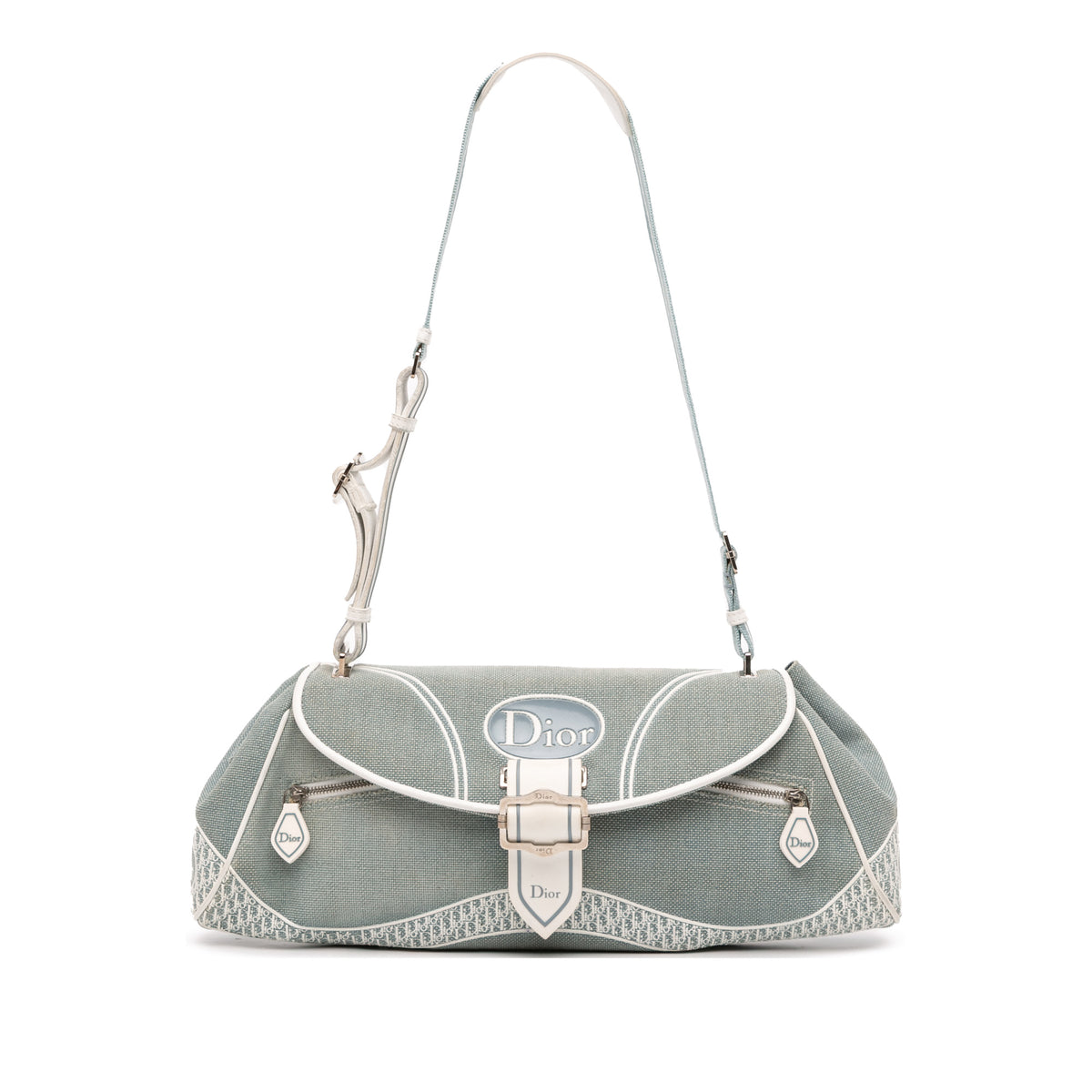 John Galliano Diorissimo Trimmed Canvas Shoulder Bag