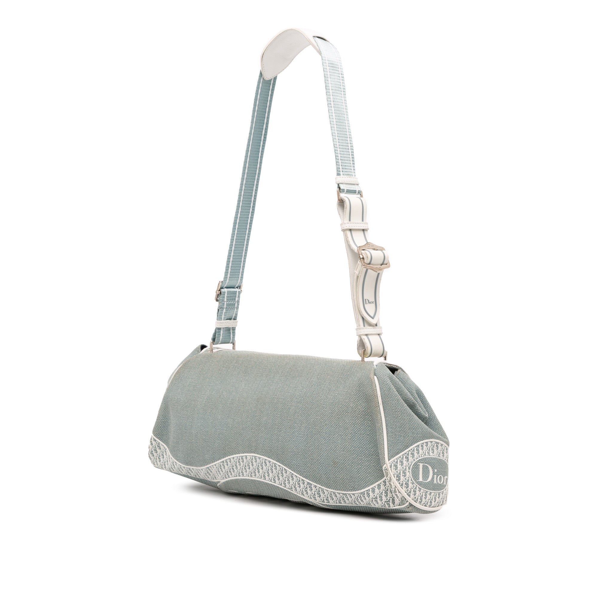 John Galliano Diorissimo Trimmed Canvas Shoulder Bag