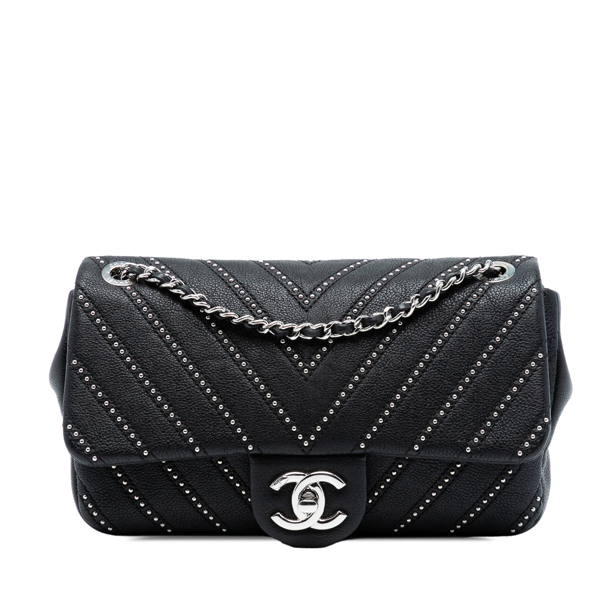 Small Chevron Calfskin Stud Wars Flap