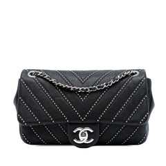 Small Chevron Calfskin Stud Wars Flap