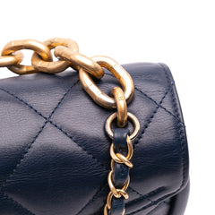 Mini CC Quilted Calfskin Round Moon Messenger Flap