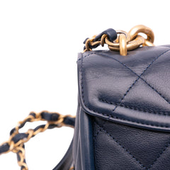 Mini CC Quilted Calfskin Round Moon Messenger Flap