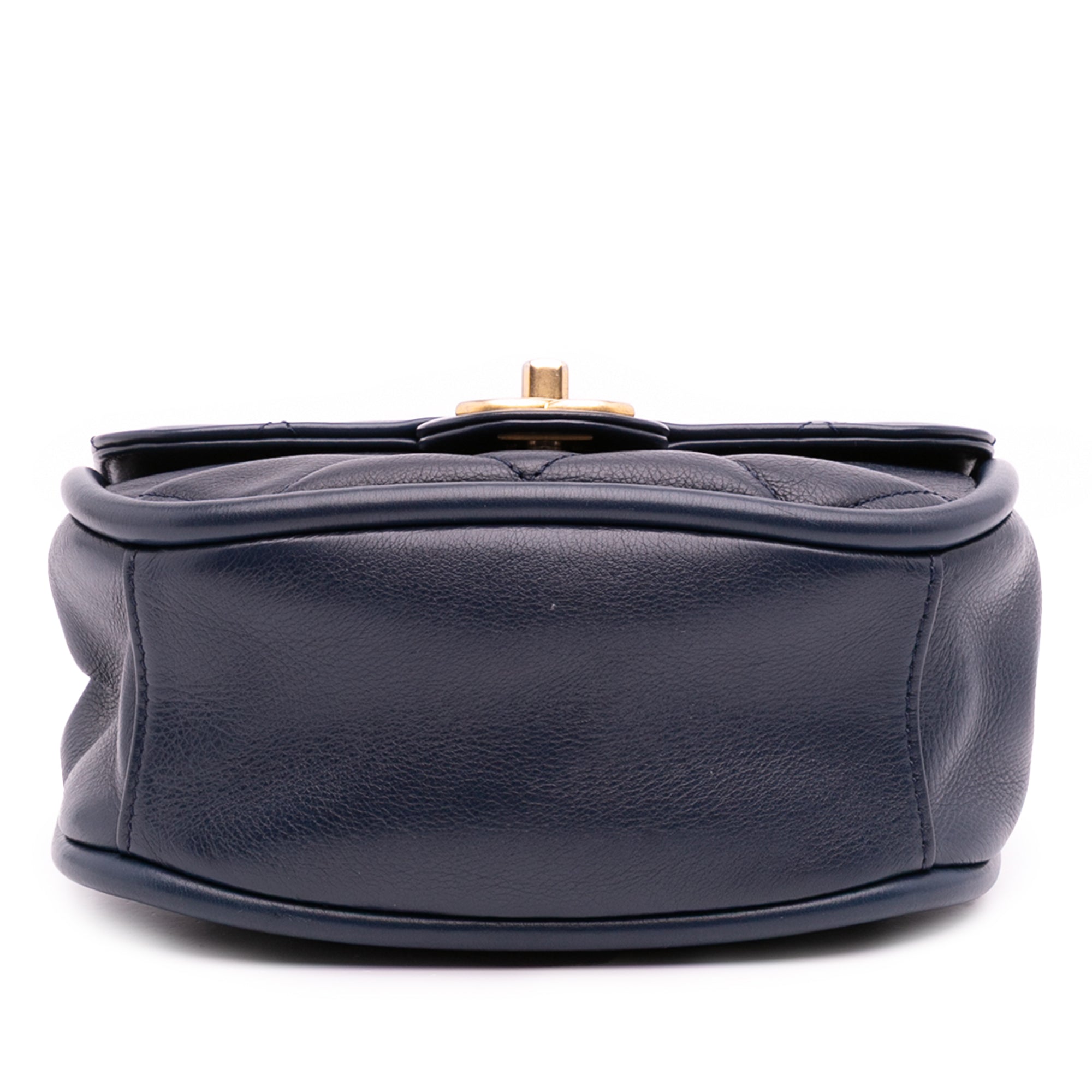 Mini CC Quilted Calfskin Round Moon Messenger Flap