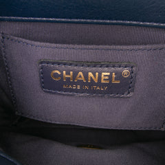 Mini CC Quilted Calfskin Round Moon Messenger Flap