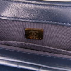 Mini CC Quilted Calfskin Round Moon Messenger Flap