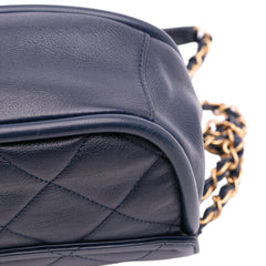 Mini CC Quilted Calfskin Round Moon Messenger Flap
