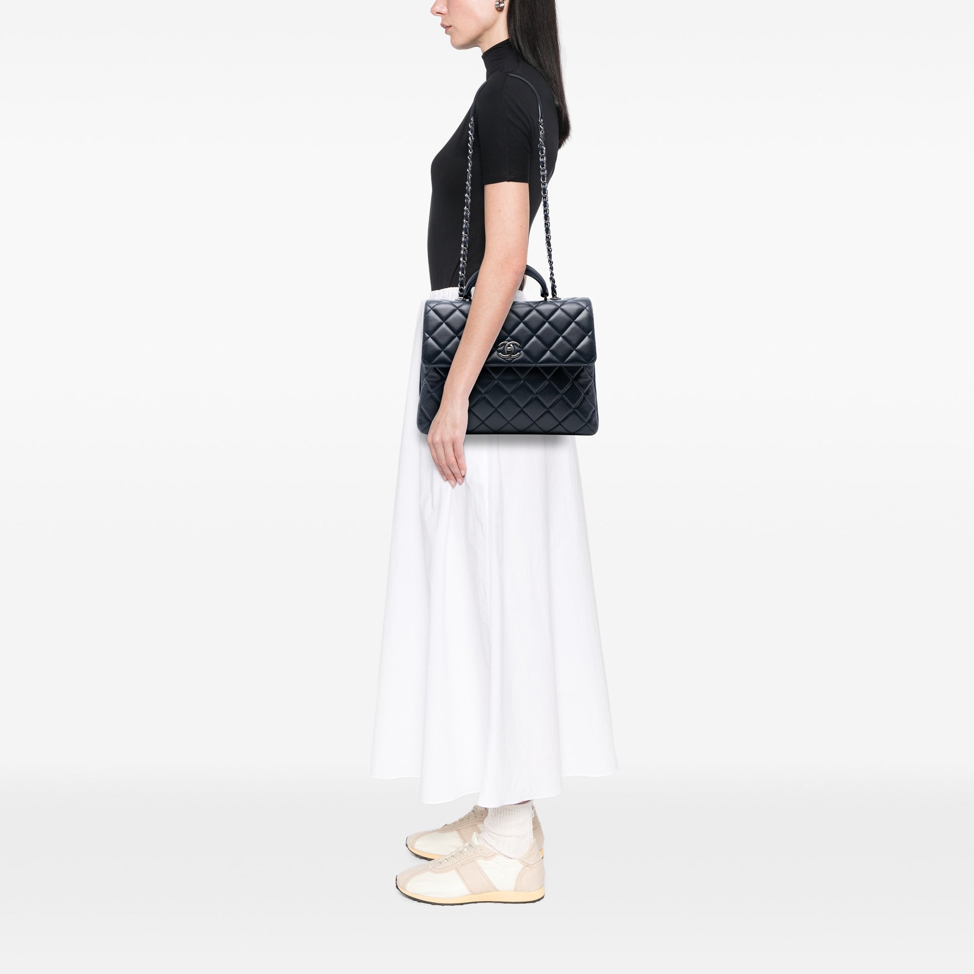 Large Lambskin Trendy CC Top Handle Flap