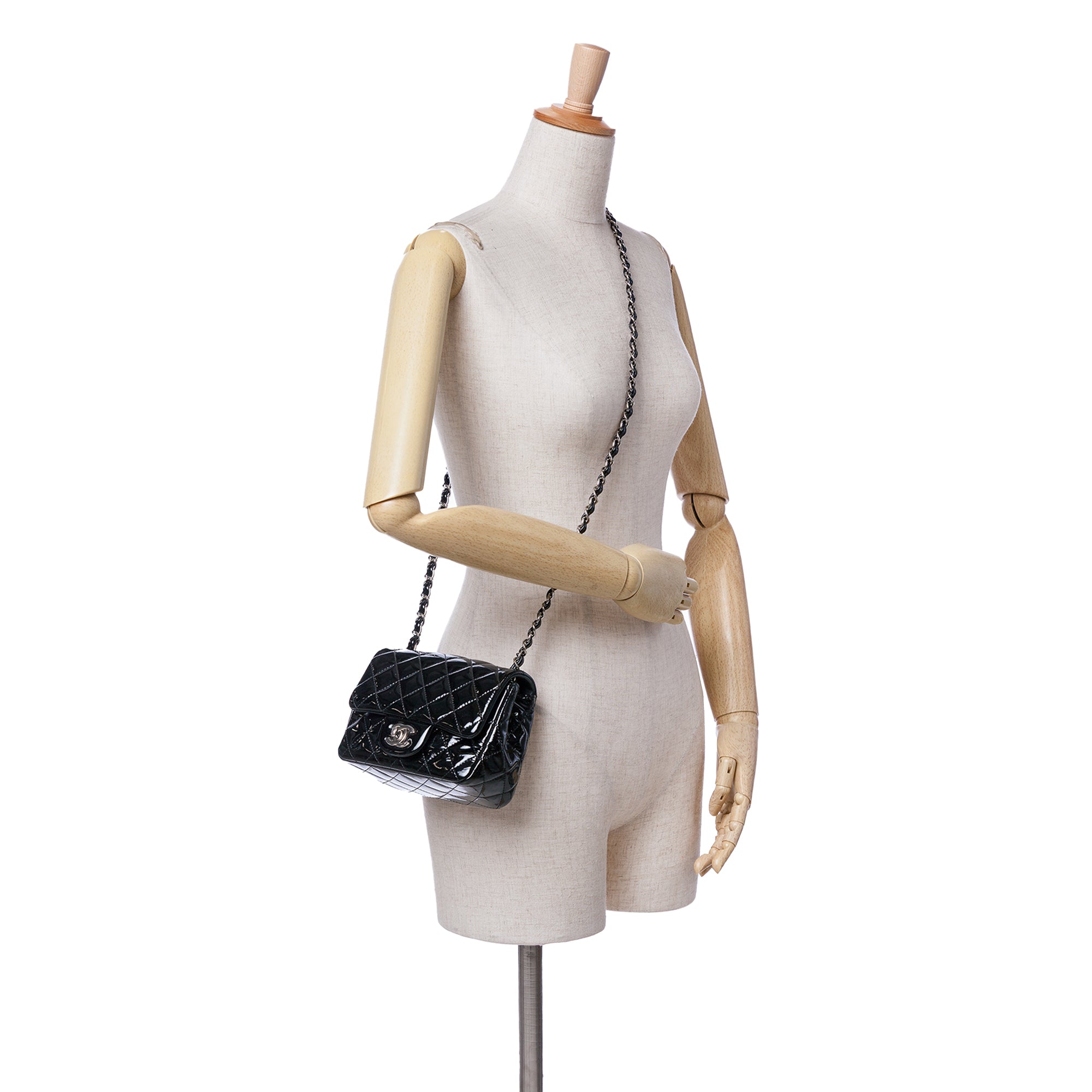 Mini Square Classic Patent Single Flap