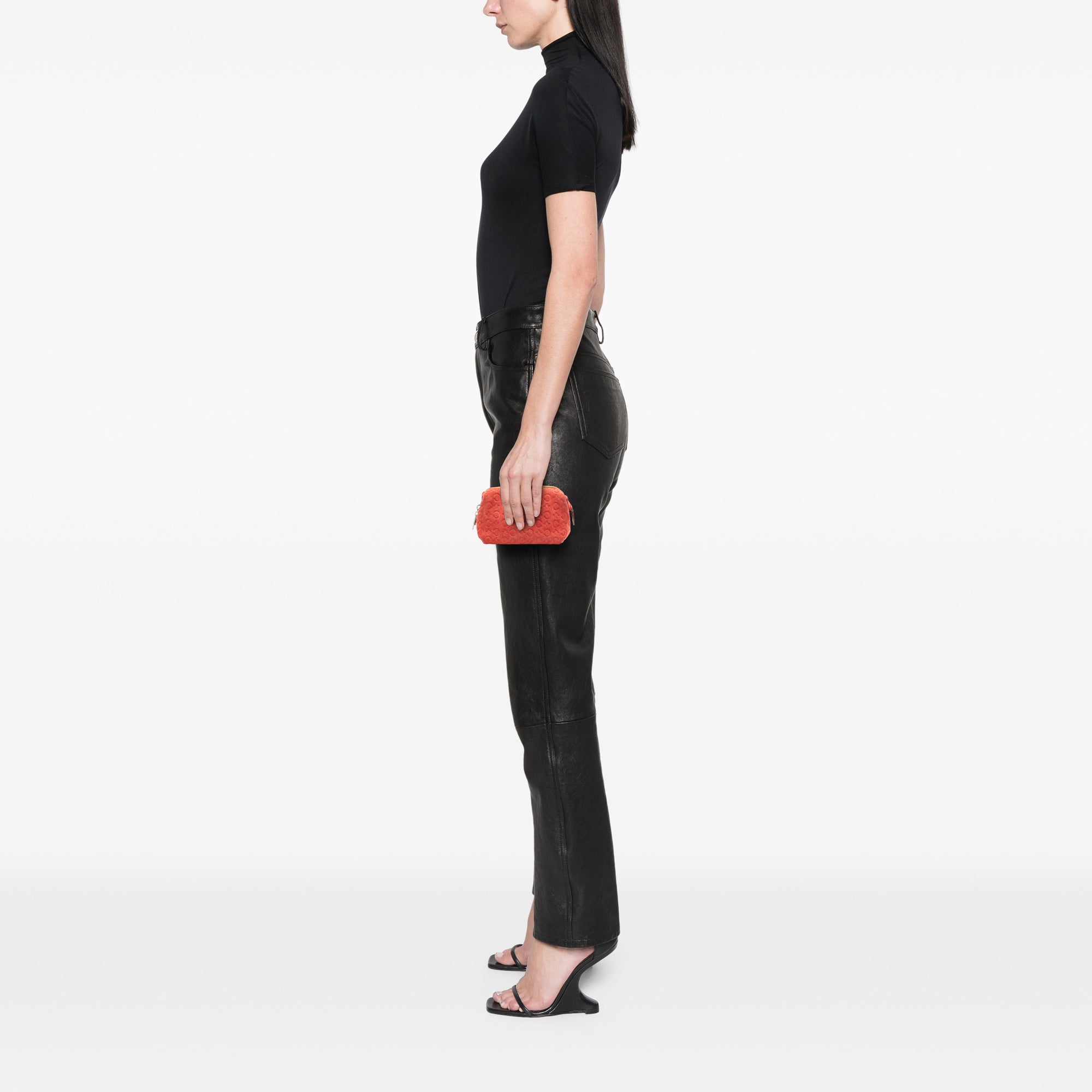 C Macadam Suede Pouch