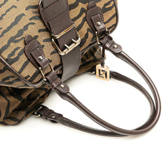 Tiger Print Canvas Shoulder Bag
