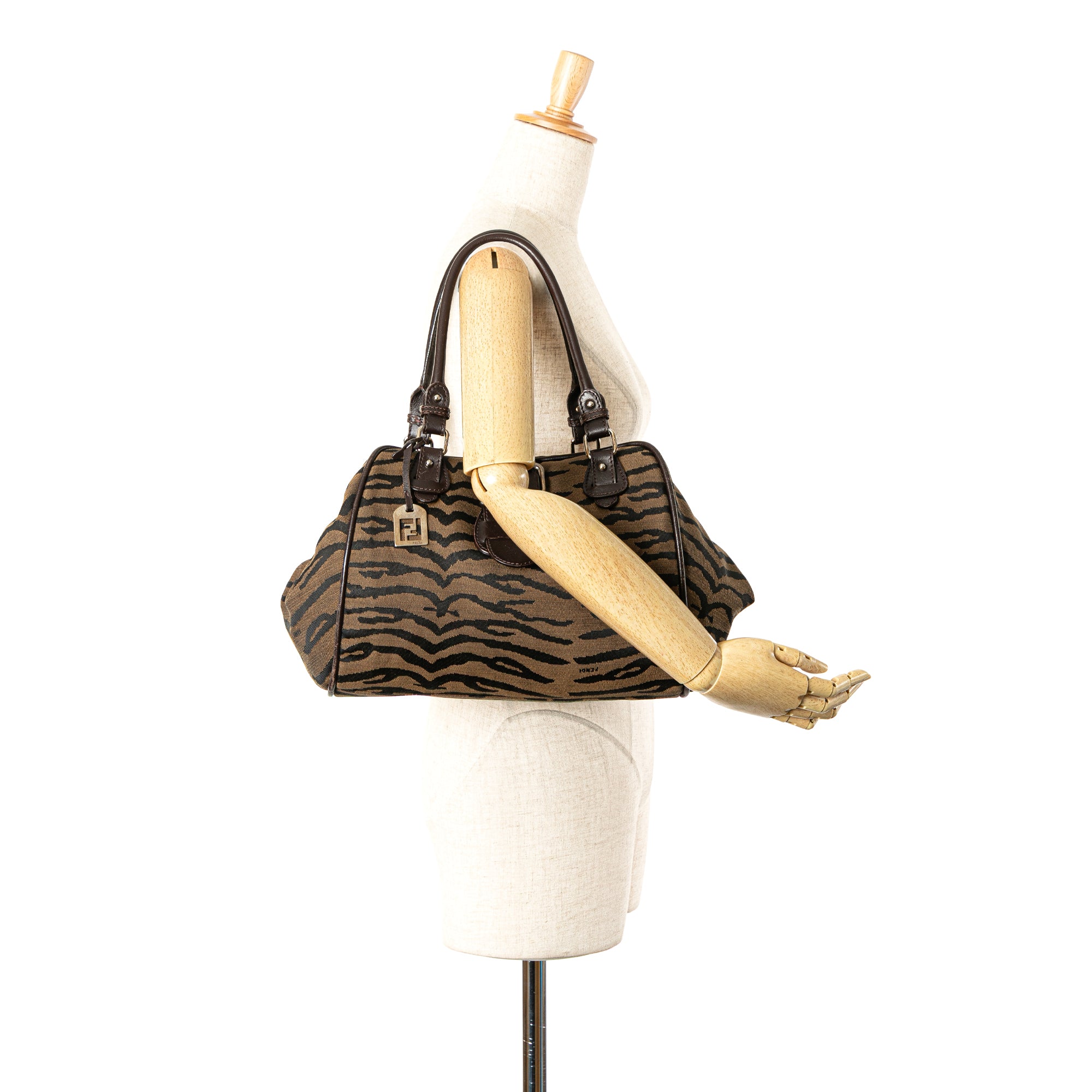 Tiger Print Canvas Shoulder Bag