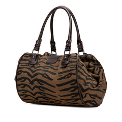 Tiger Print Canvas Shoulder Bag