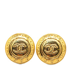 Gold Plated CC Date Clip On Earrings