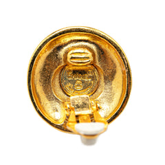 Gold Plated CC Date Clip On Earrings