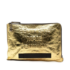 Metallic Crinkled Calfskin Feministe Mais Feminine Pouch