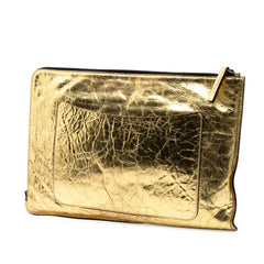 Metallic Crinkled Calfskin Feministe Mais Feminine Pouch