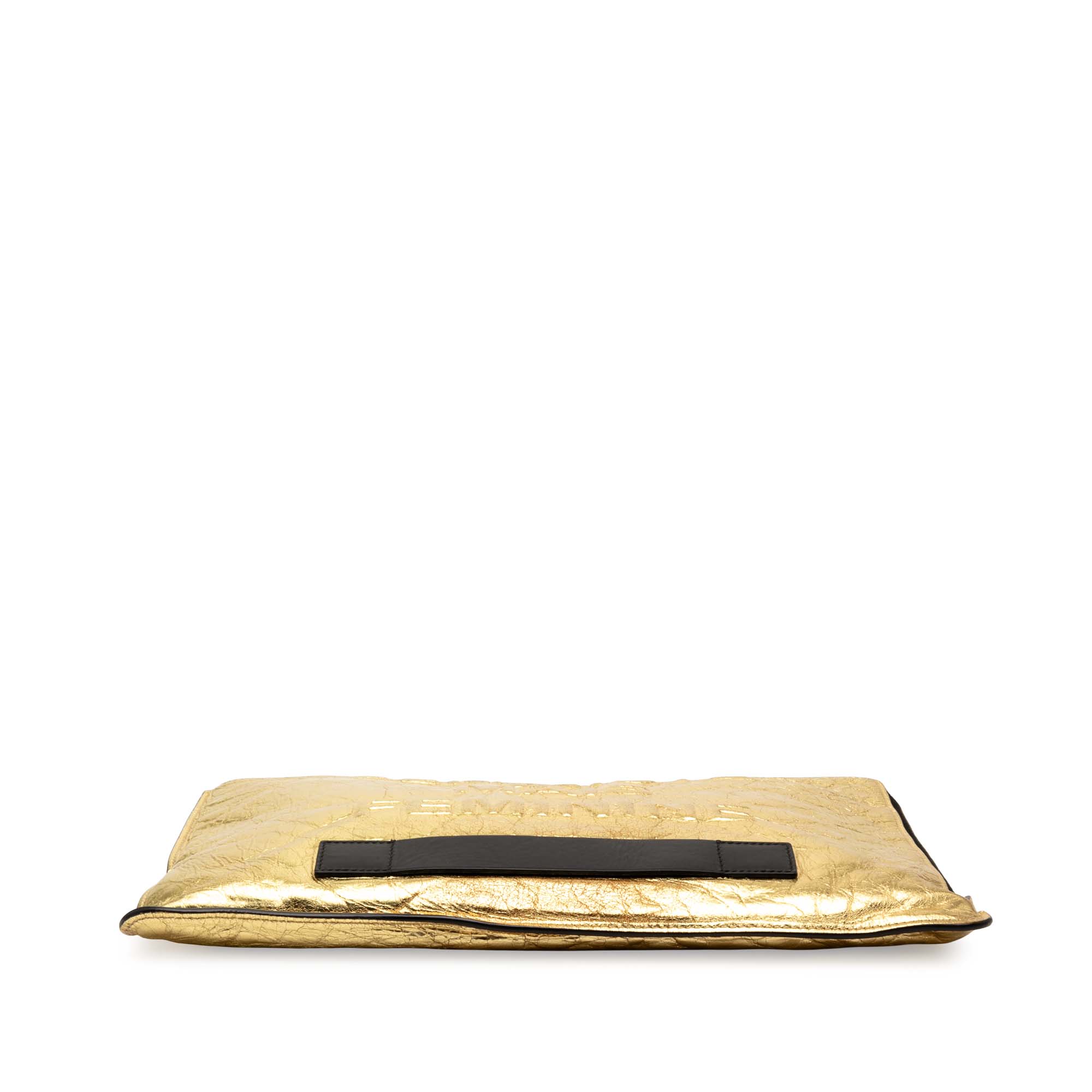 Metallic Crinkled Calfskin Feministe Mais Feminine Pouch