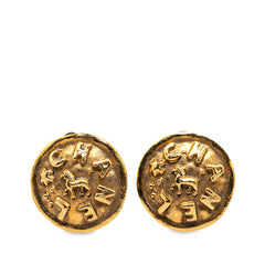 Gold Plated Logo Clip On Earrings