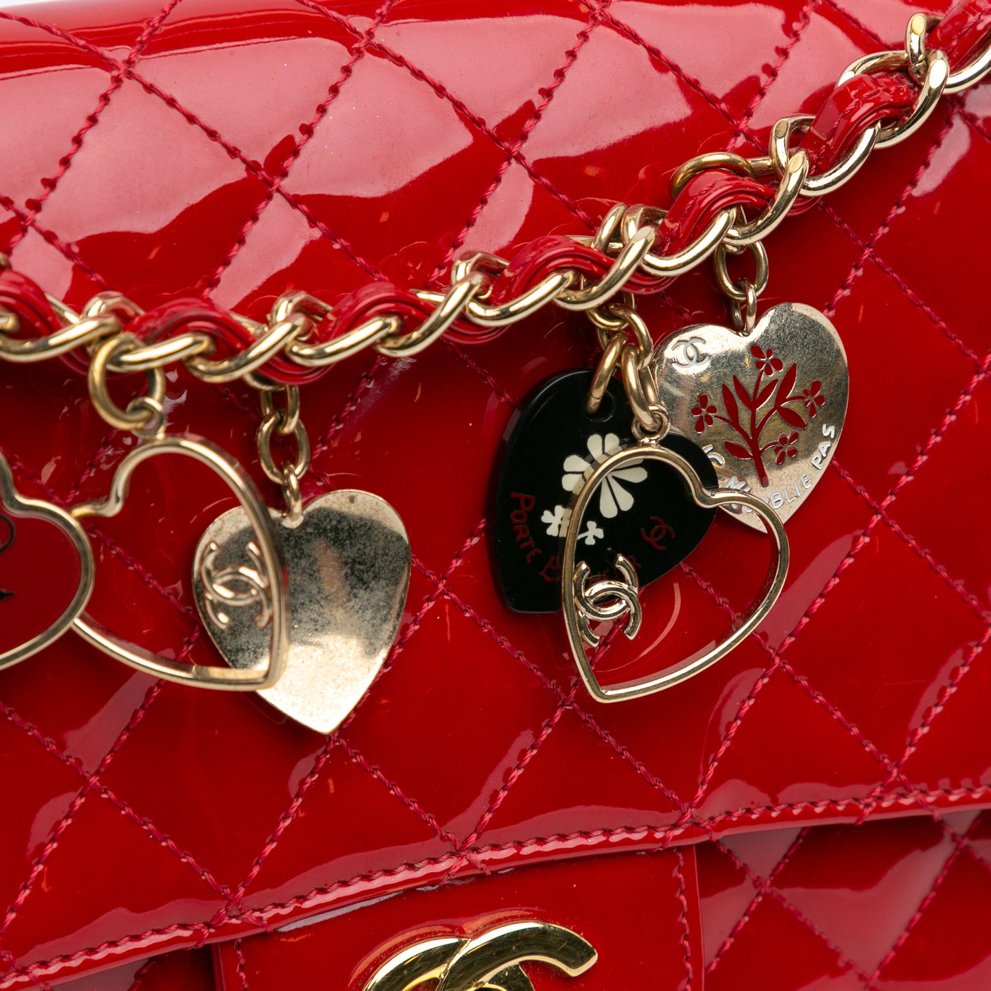 Medium Classic Patent Valentines Heart Charms Single Flap