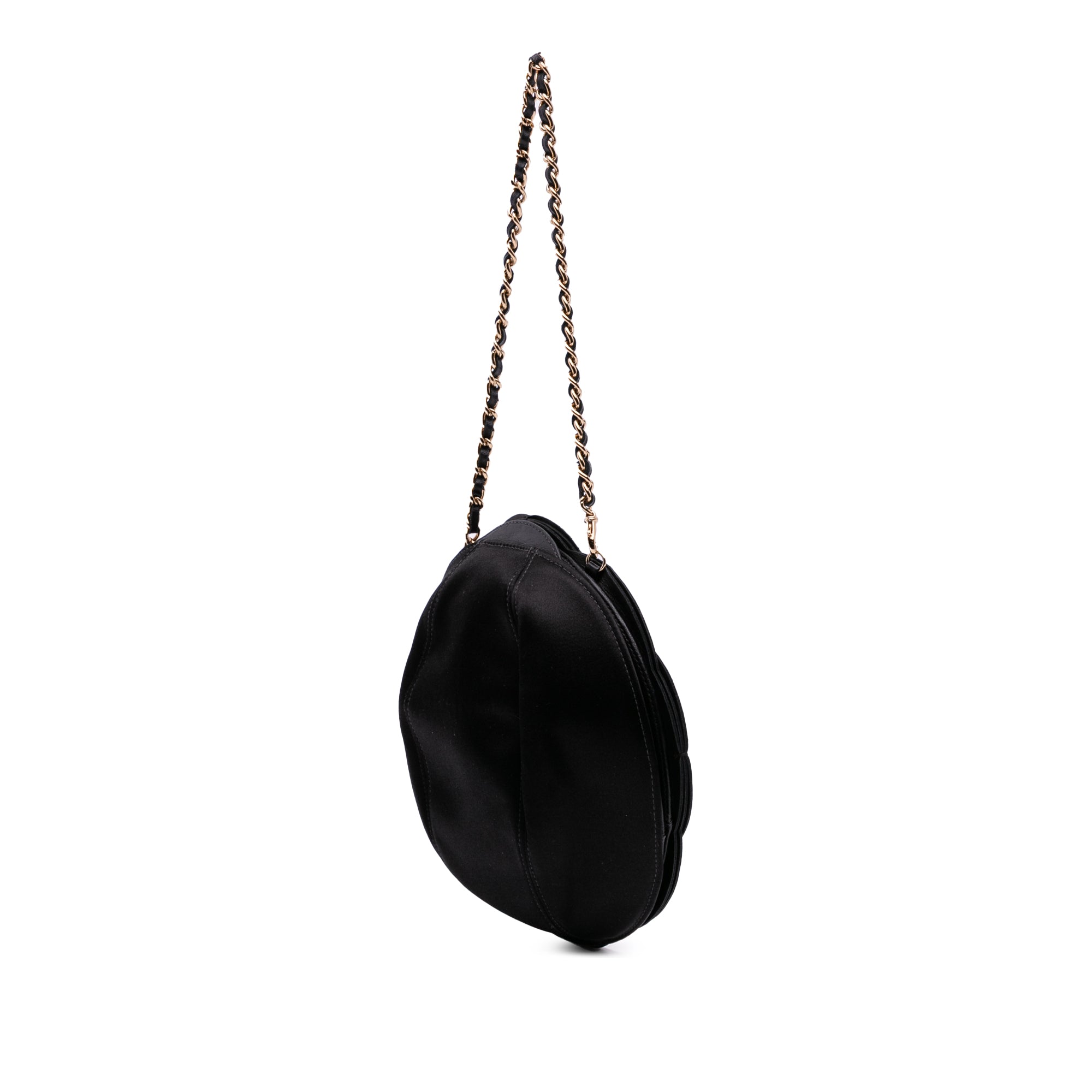 Lambskin and Satin Camellia Flower Evening Bag