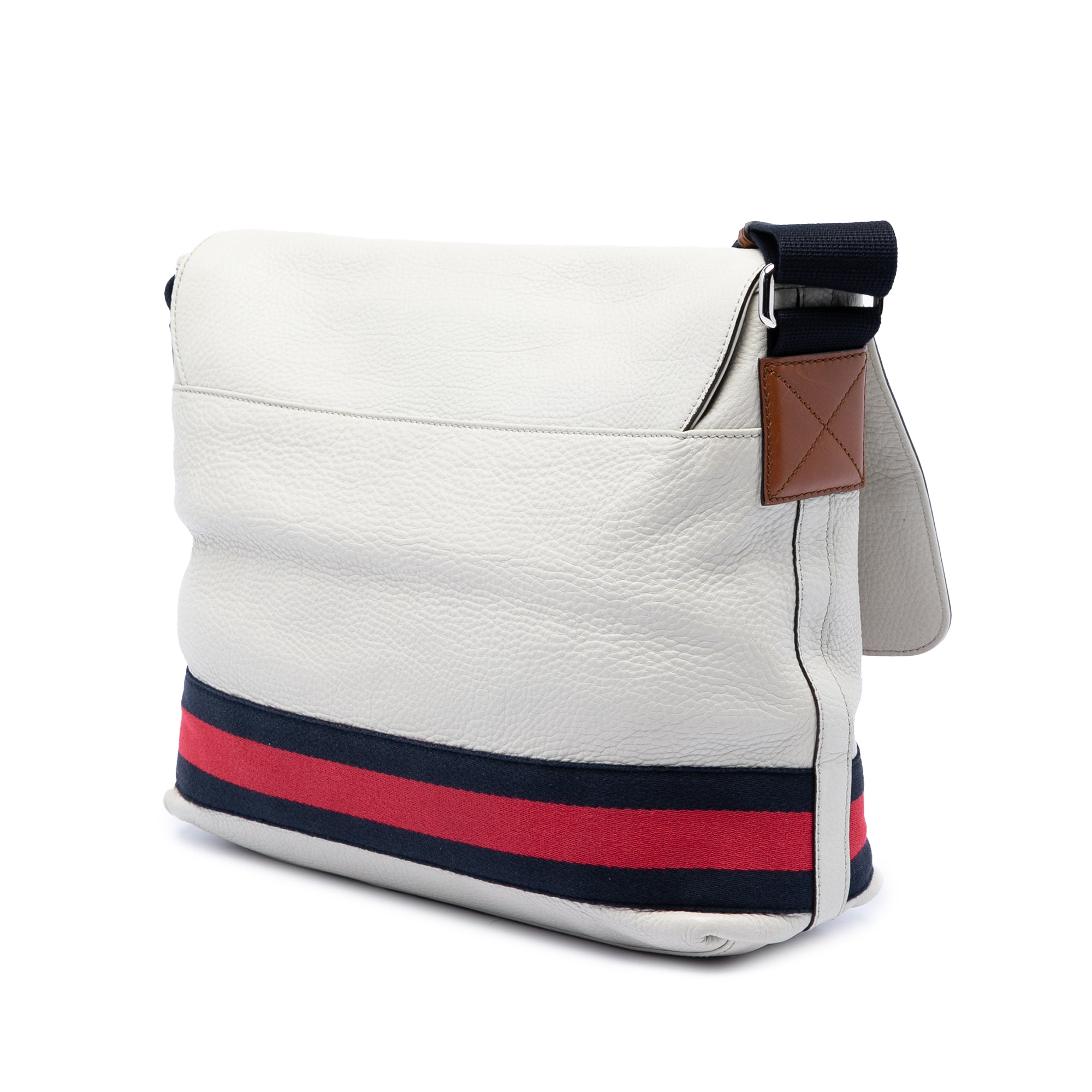 Leather Web Messenger Bag