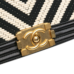 Medium Braided Chevron Cotton and Lambskin Boy Flap