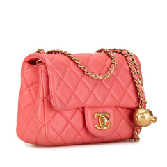 Mini Square Classic Lambskin Pearl Crush Flap