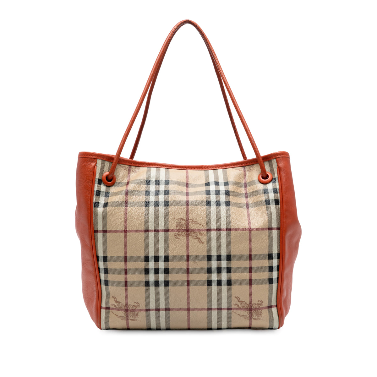 Small Leather Trimmed Haymarket Check Coated Canvas Canterbury Tote