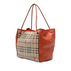 Small Leather Trimmed Haymarket Check Coated Canvas Canterbury Tote