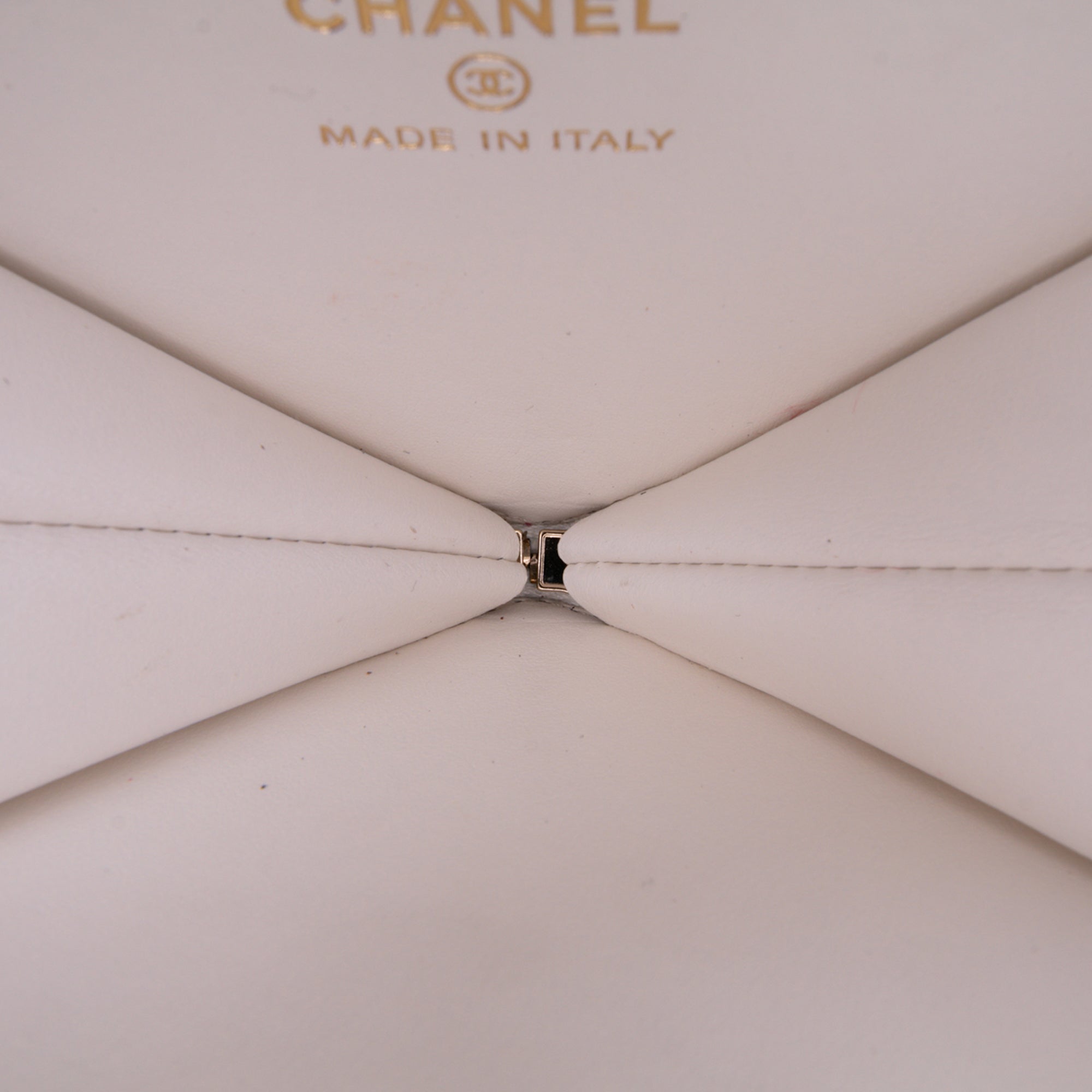 Quilted Patent Calfskin CC Heart Clutch With Chain