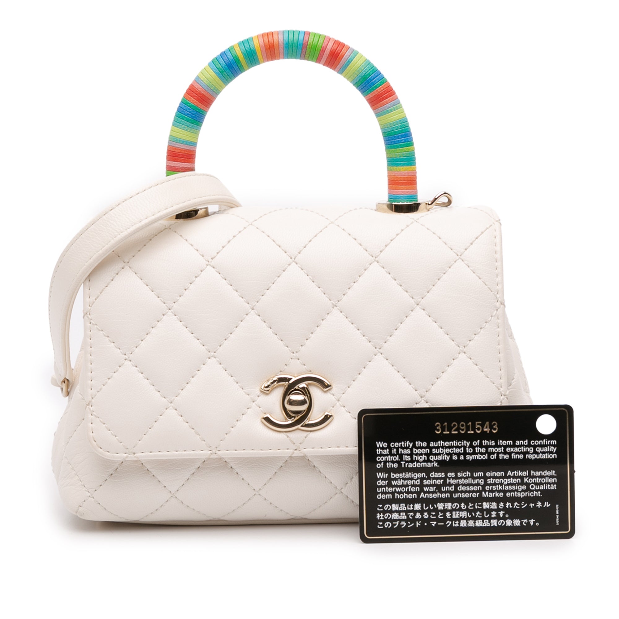 Extra Mini Quilted Goatskin Rainbow Top Handle Flap