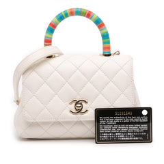 Extra Mini Quilted Goatskin Rainbow Top Handle Flap