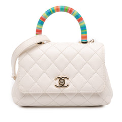 Extra Mini Quilted Goatskin Rainbow Top Handle Flap