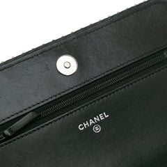 Chevron Lambskin Studded Wallet On Chain