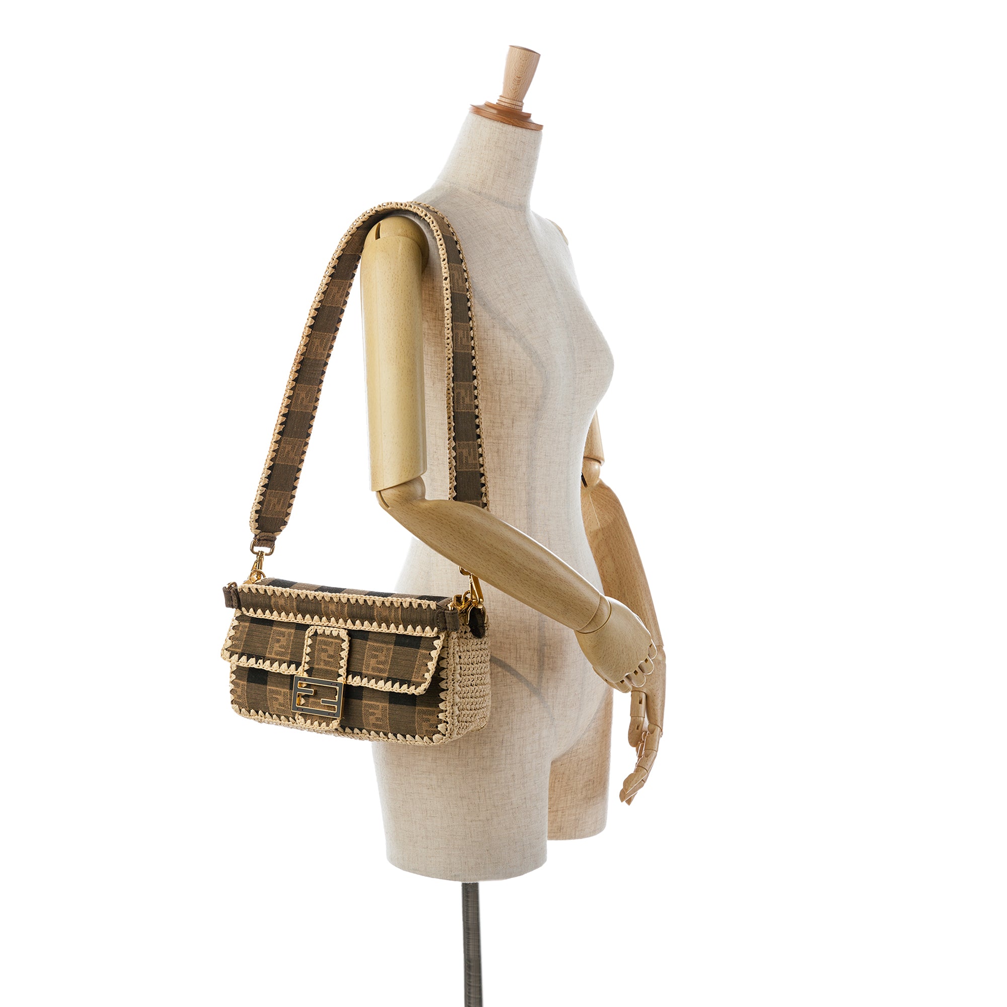 Pequin Canvas and Raffia Baguette Satchel_7