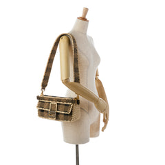 Pequin Canvas and Raffia Baguette Satchel_7